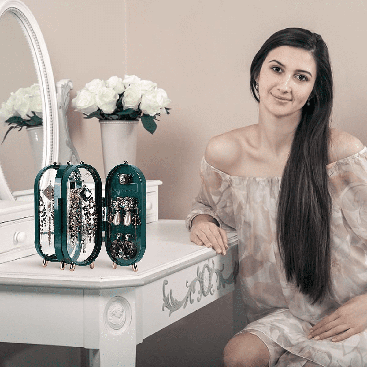 Foldable Jewelry Organizer & Mirror