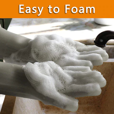 Multipurpose Silicone Dishwashing Gloves with Scrubber