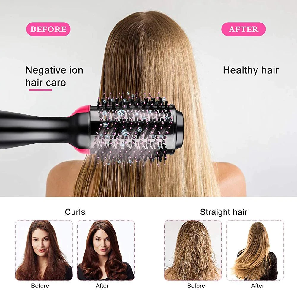 3-in-1 Hair Dryer, Straightener, and Curler Brush