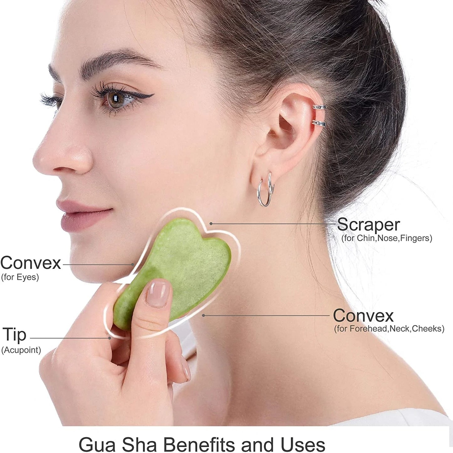 Natural Stone Jade Roller & Gua Sha Set for Facial Massage