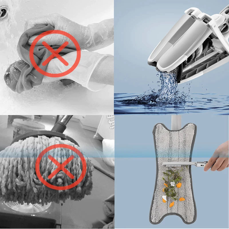 Hands-Free 360-Degree Self-Wringing X-Type Microfiber Mop