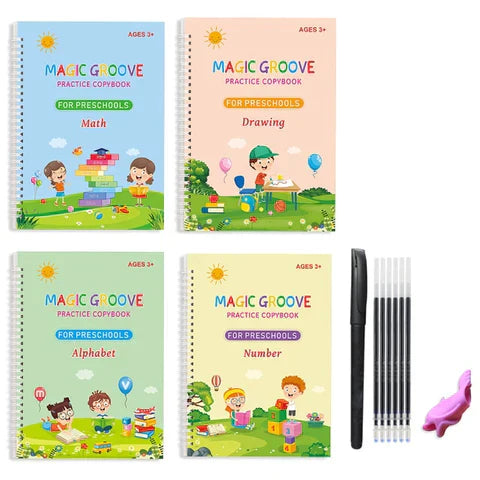 Kids Wooden Alphabets Spelling Learning Game + Free 4 Magic Practice Book Set