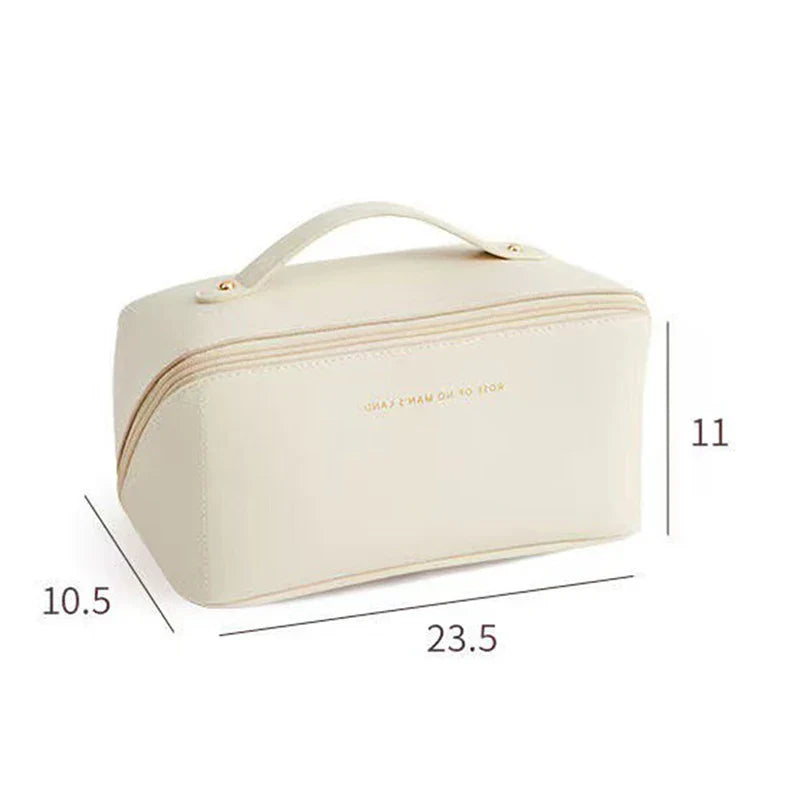 Large Capacity Leather Travel Cosmetic Bag
