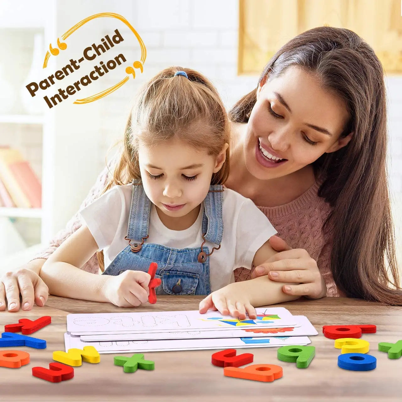 Kids Wooden Alphabets Spelling Learning Game + Free 4 Magic Practice Book Set