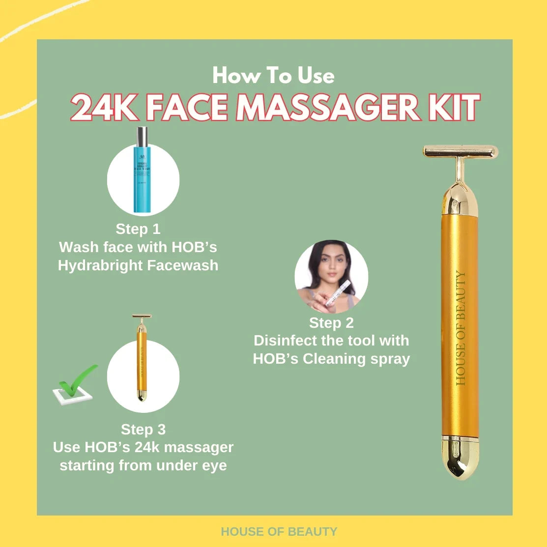 24K Gold Electric Facial Massage Roller