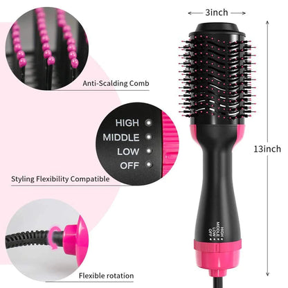3-in-1 Hair Dryer, Straightener, and Curler Brush
