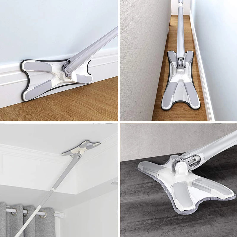 Hands-Free 360-Degree Self-Wringing X-Type Microfiber Mop