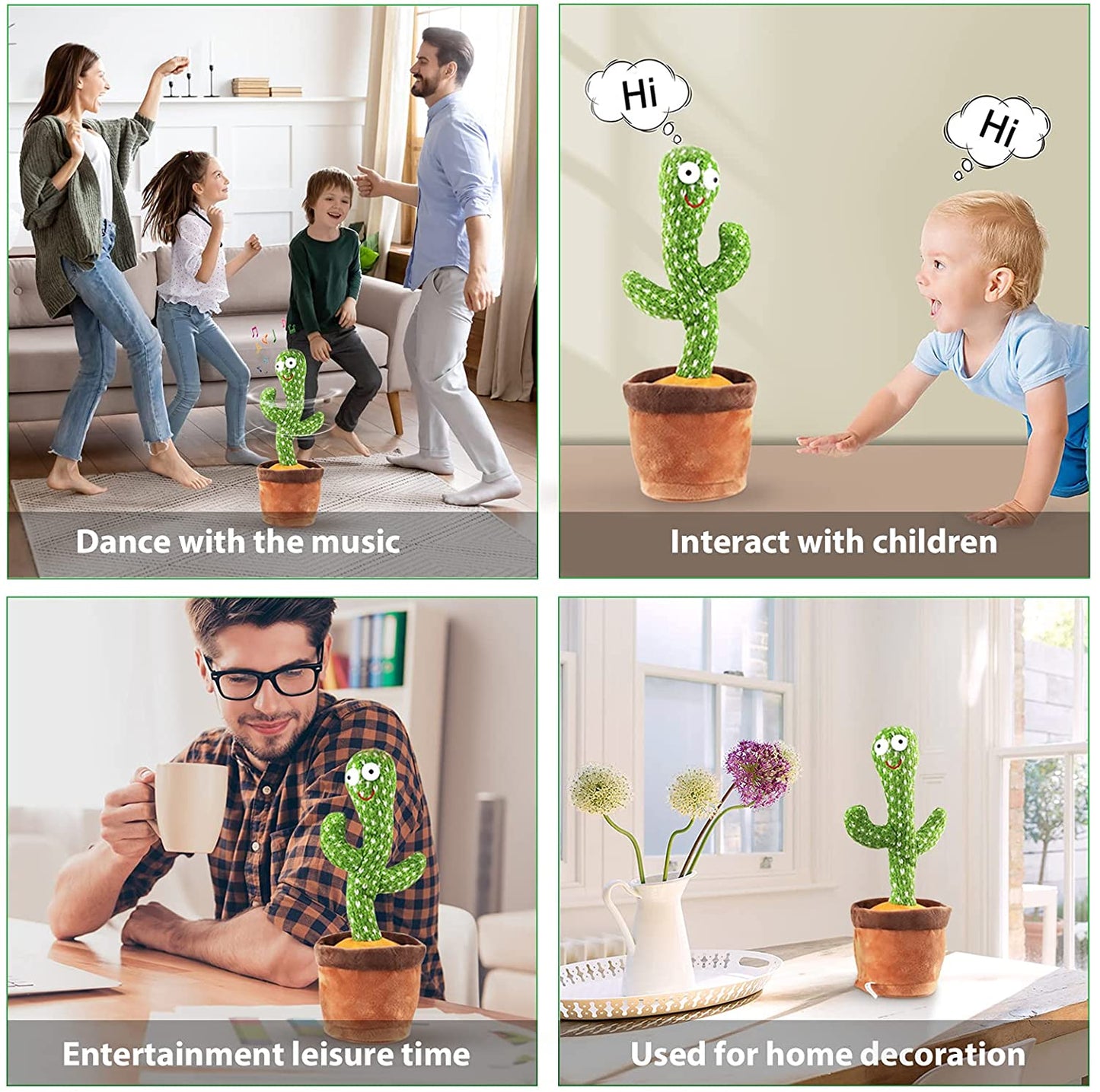 Rechargeable Dancing Cactus Toy -Singing Talking & Recording Learning Toy For Kids