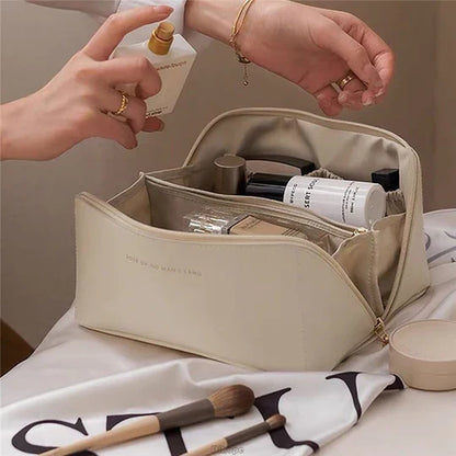 Large Capacity Leather Travel Cosmetic Bag