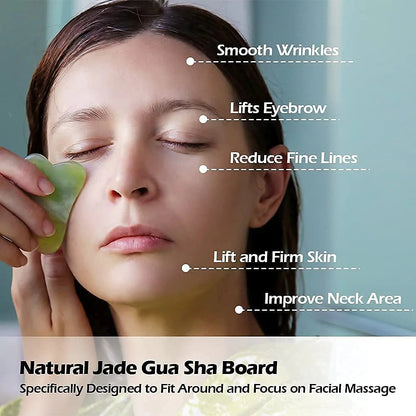 Natural Stone Jade Roller & Gua Sha Set for Facial Massage