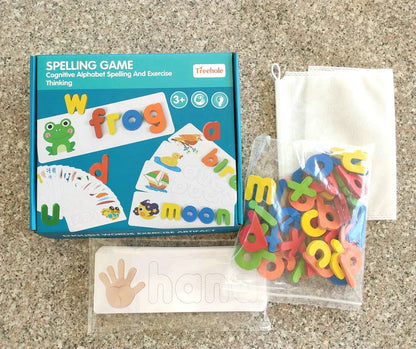 Kids Wooden Alphabets Spelling Learning Game + Free 4 Magic Practice Book Set